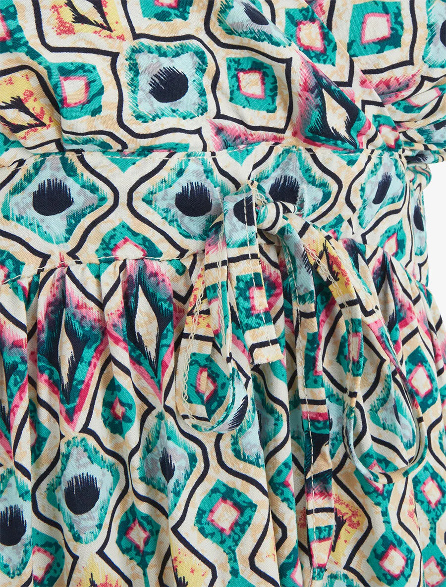Korte jurk met grafische print - groen - Image 3
