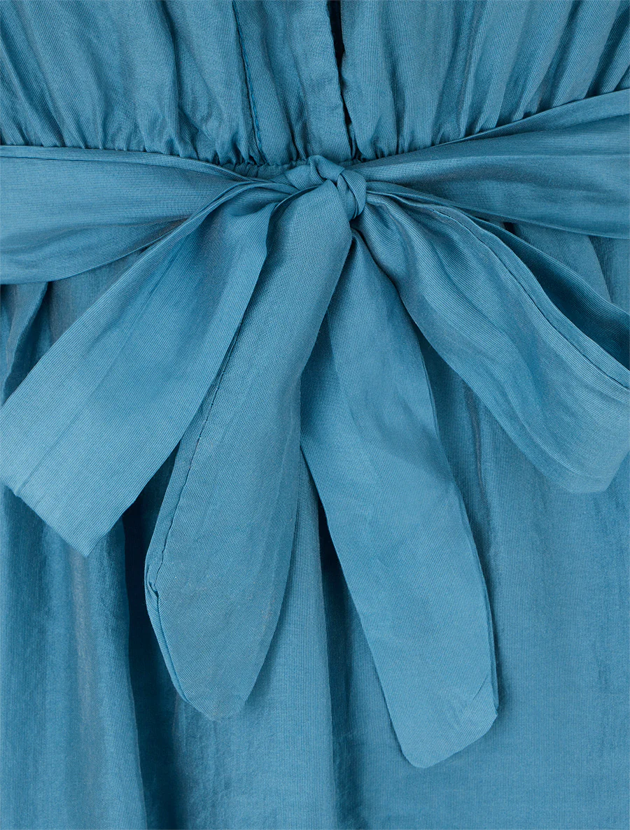 Korte jurk met ruches - Blauw - Image 4