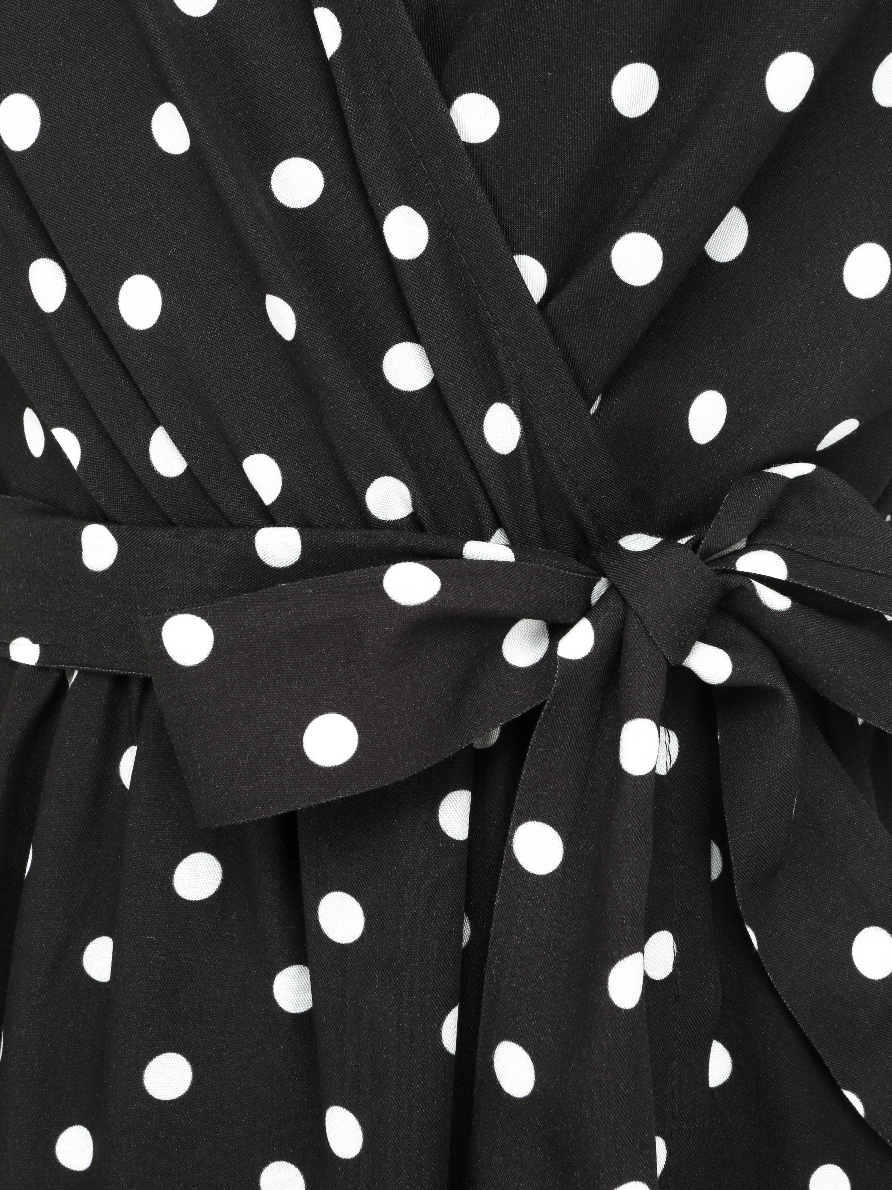 Korte portemonnee geprinte polkadot jurk - Zwart - Image 3