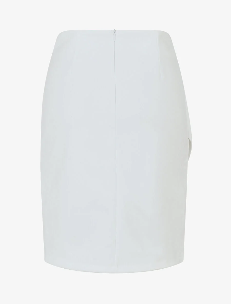 Korte suedine rok met gedrapeerd effect - Wit - Image 2