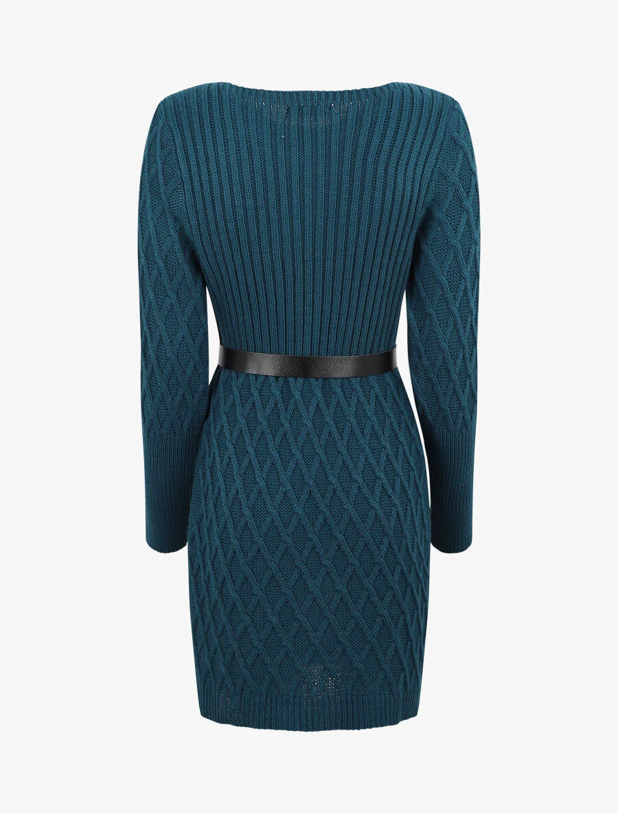 Korte trui jurk - Blauwgroen - Image 2
