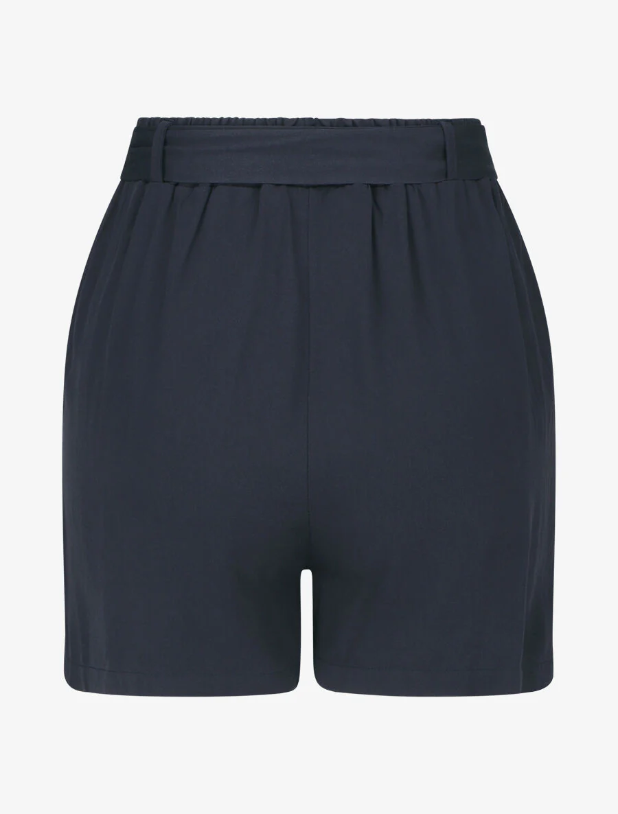 Vloeiende effen en gegespt short - Marine - Image 2