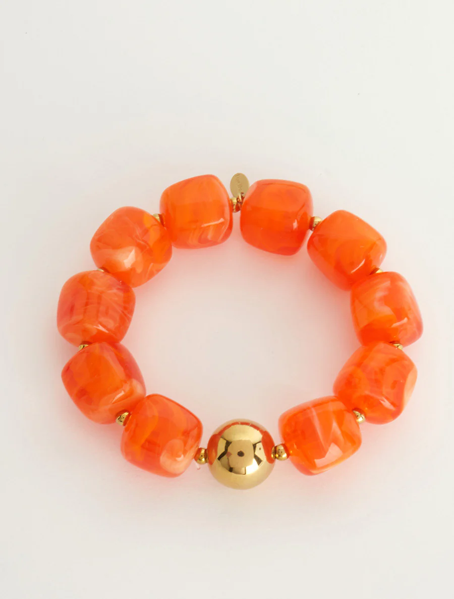 Kralenarmband van hars en metaal - Oranje - Image 2