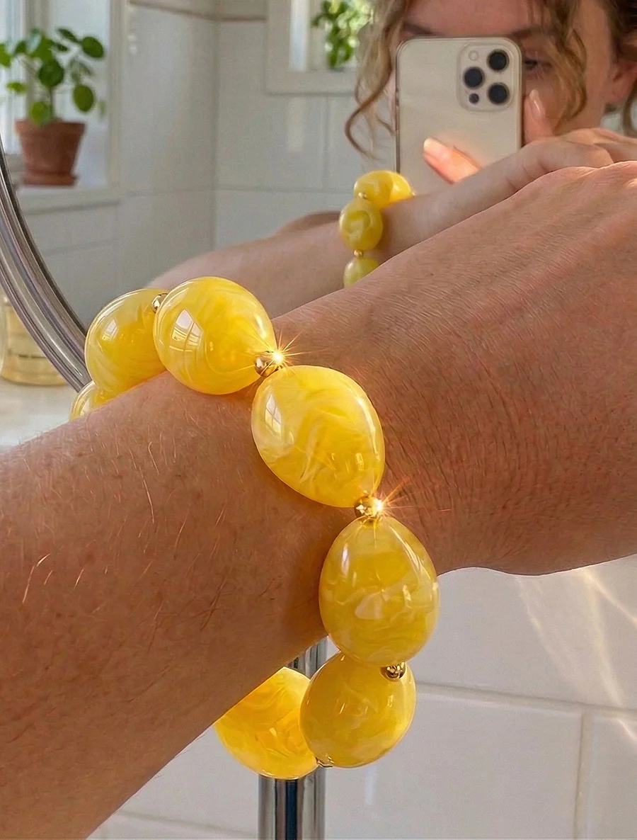 Kralenarmband van hars - Geel