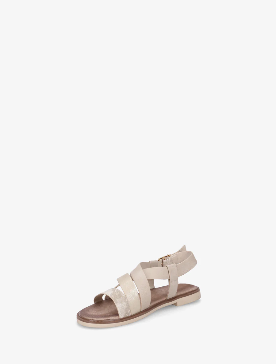 Kruisband sandalen met een iriserend effect in imitatie. - Beige - Image 3