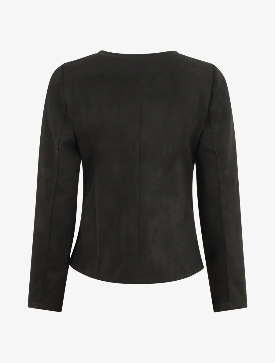 Kunstsuède blazer zonder sluiting - zwart - Image 2