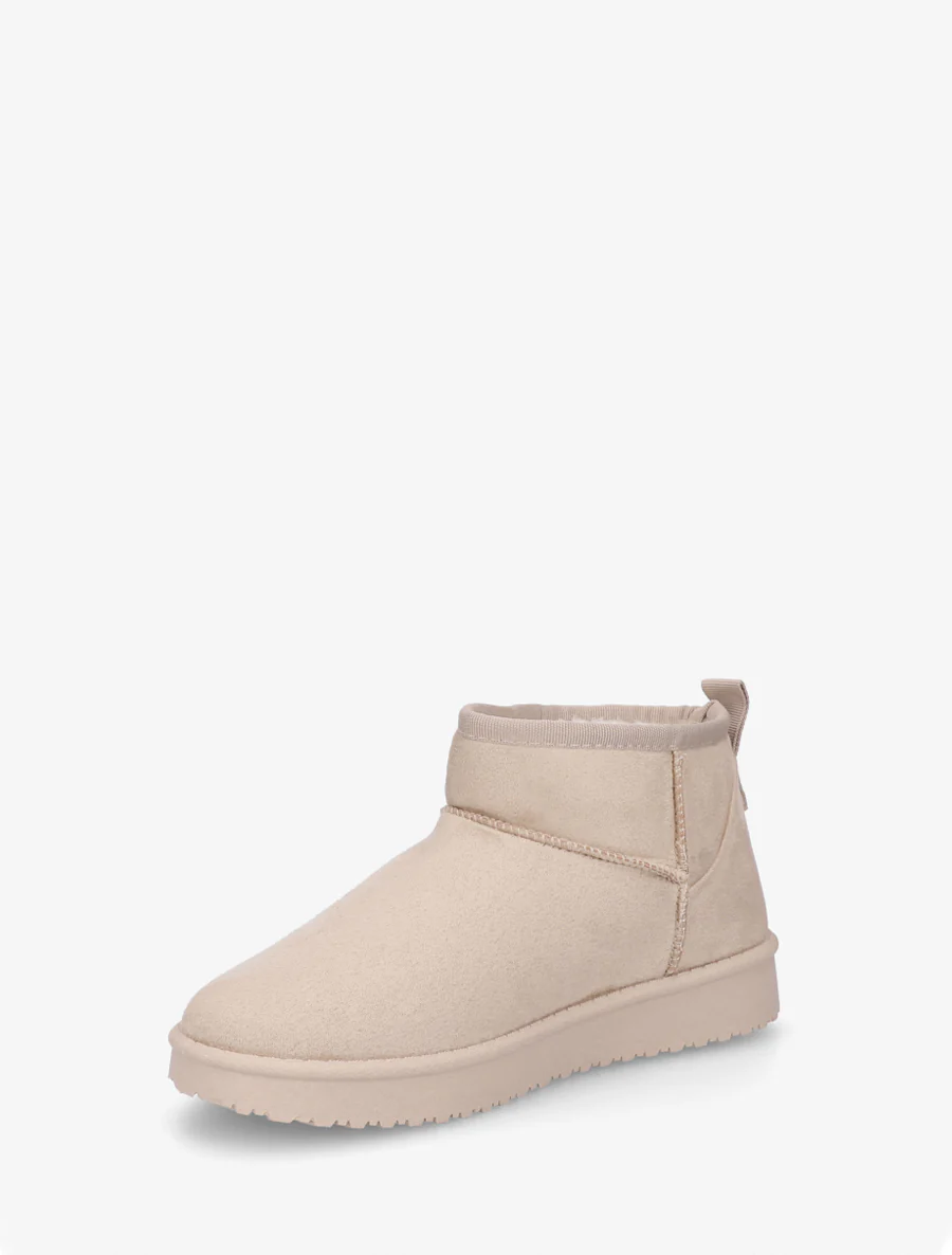 Laag uitgesneden suèdine laarzen met voering. - Beige - Image 3