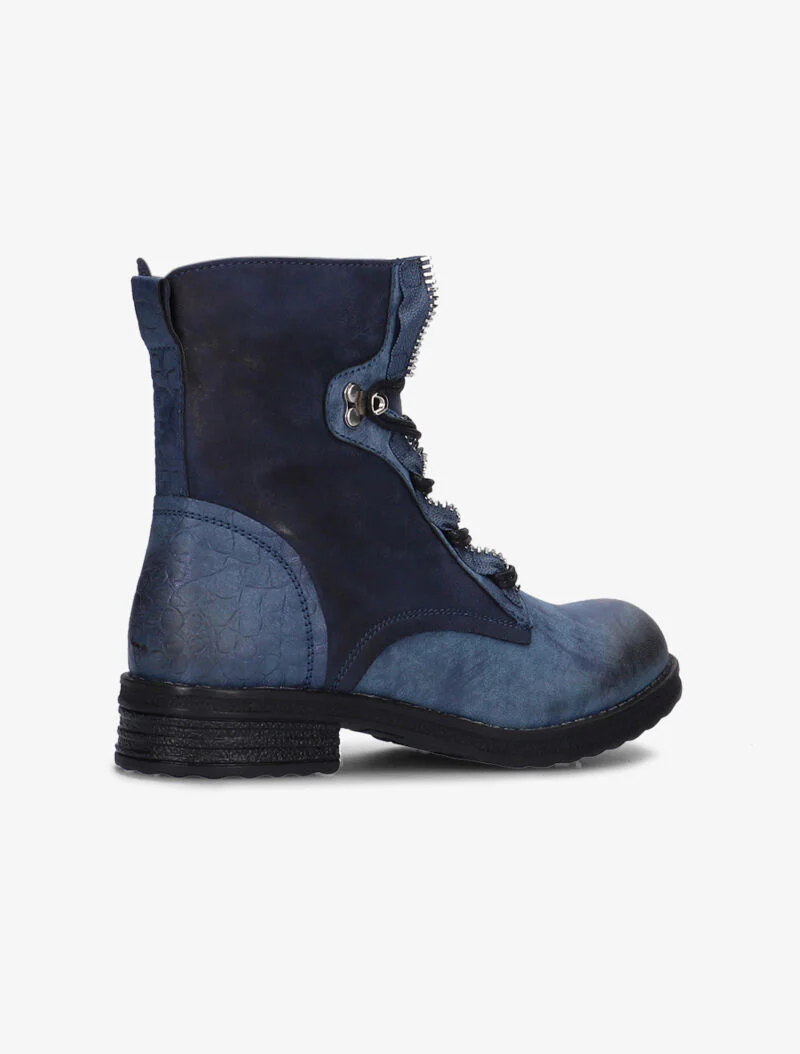 Laarzen van twee materialen met veters - blauw - Image 4