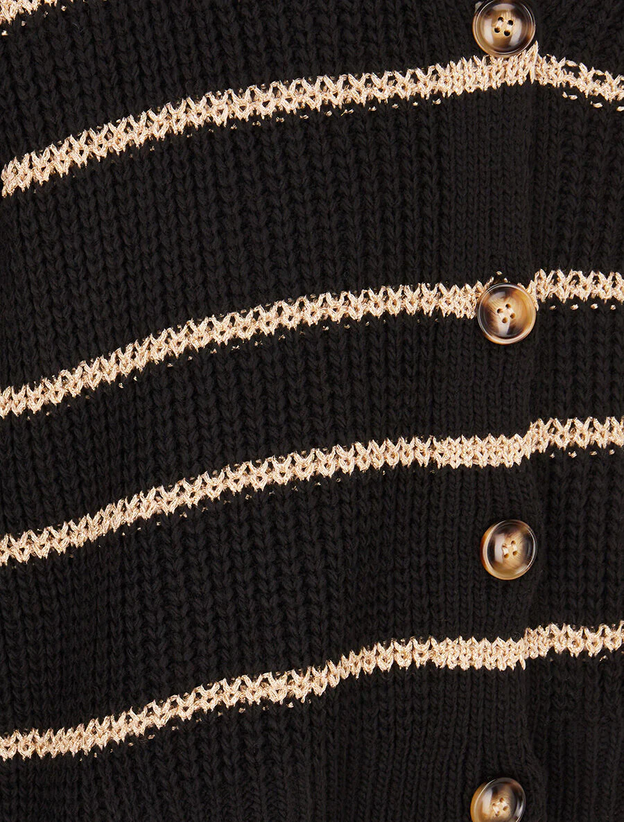 Lamé gestreept V-hals vest - zwart - Image 3