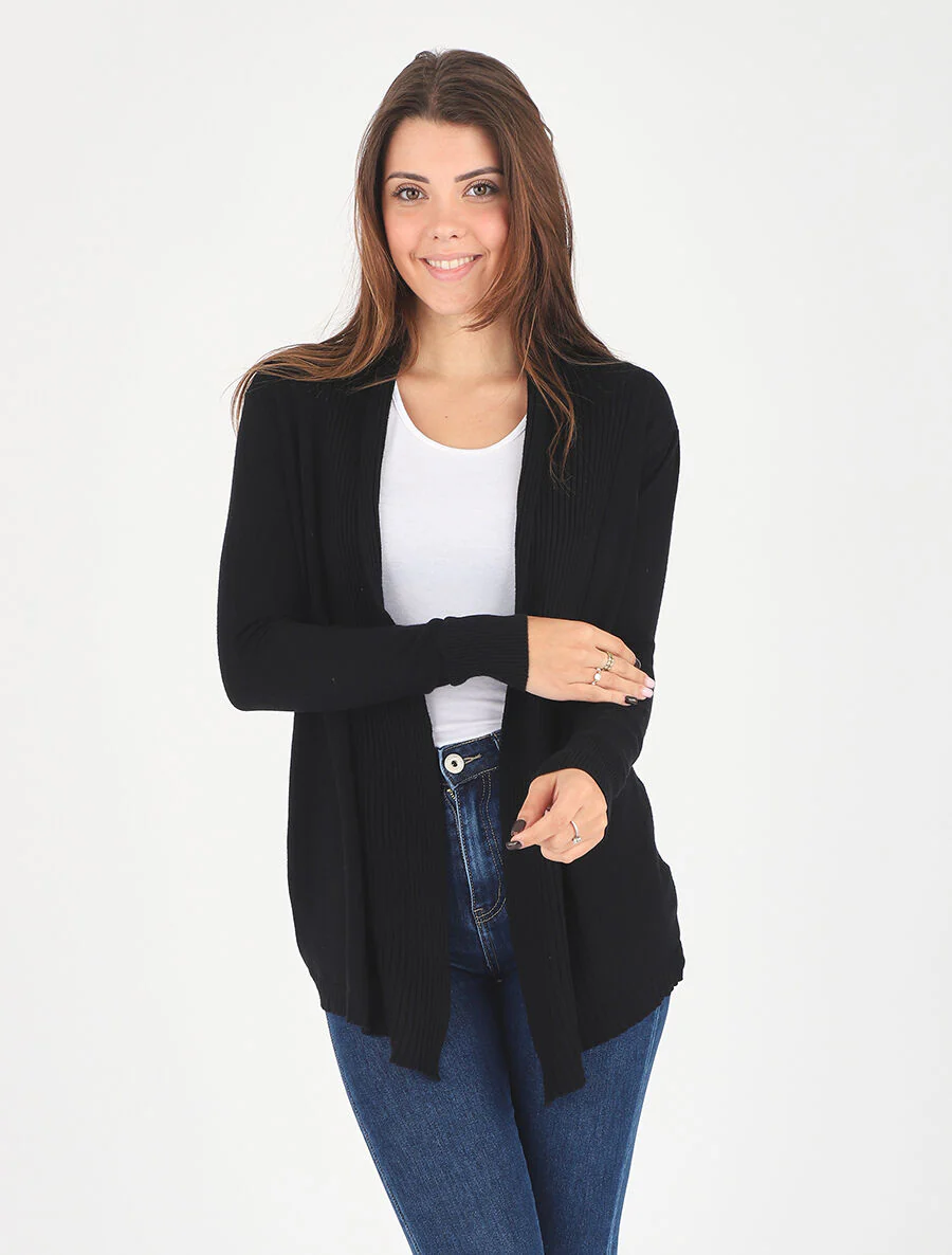 Lang. gebreid vest - zwart - Image 4