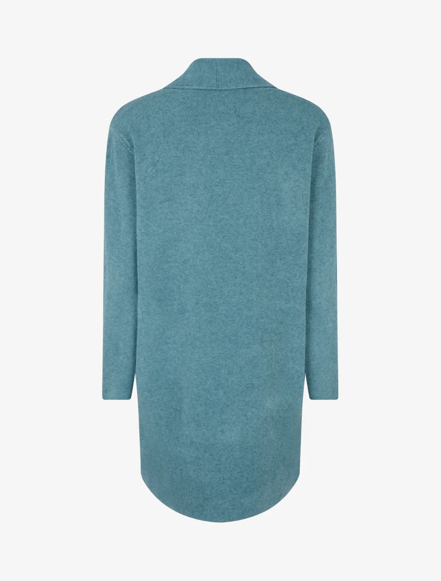 Lang gilet met sjaalkraag - Blauwgroen - Image 2