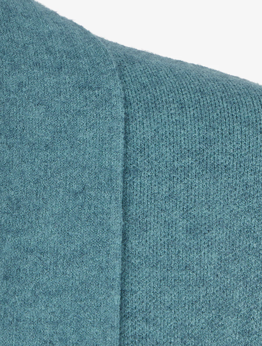 Lang gilet met sjaalkraag - Blauwgroen - Image 3