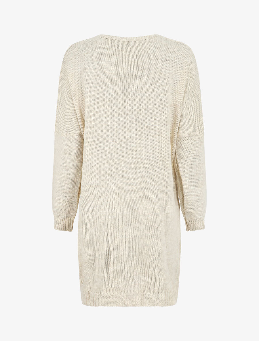 Lang open vest met vleermuismouwen - beige - Image 2