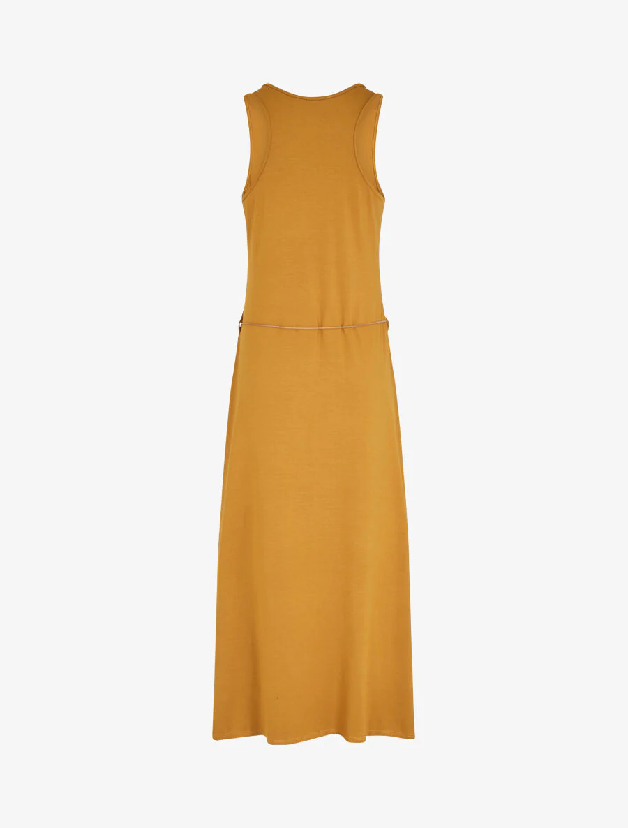 Lange basic mouwloze jurk - Mosterd - Image 2