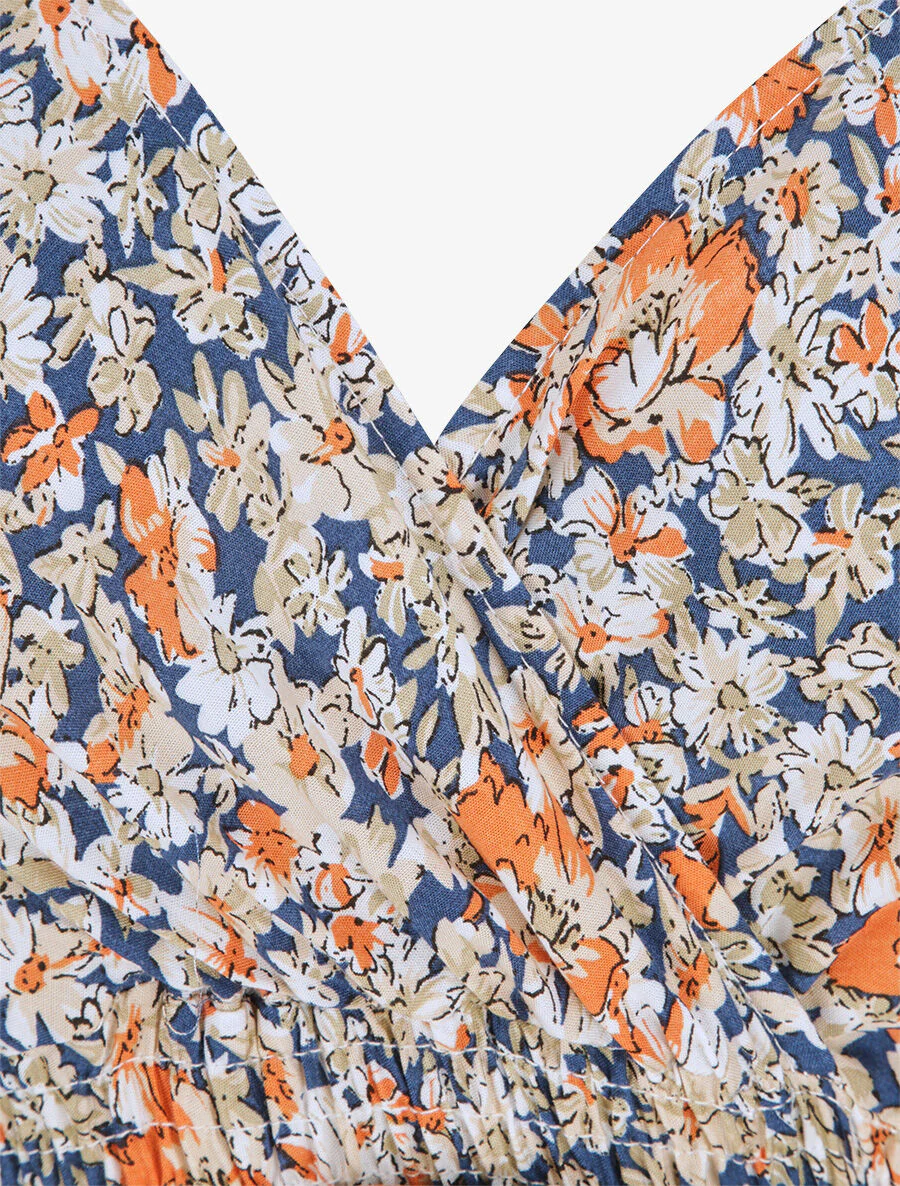 Lange bloemenprint jurk - Beige/marine - Image 3