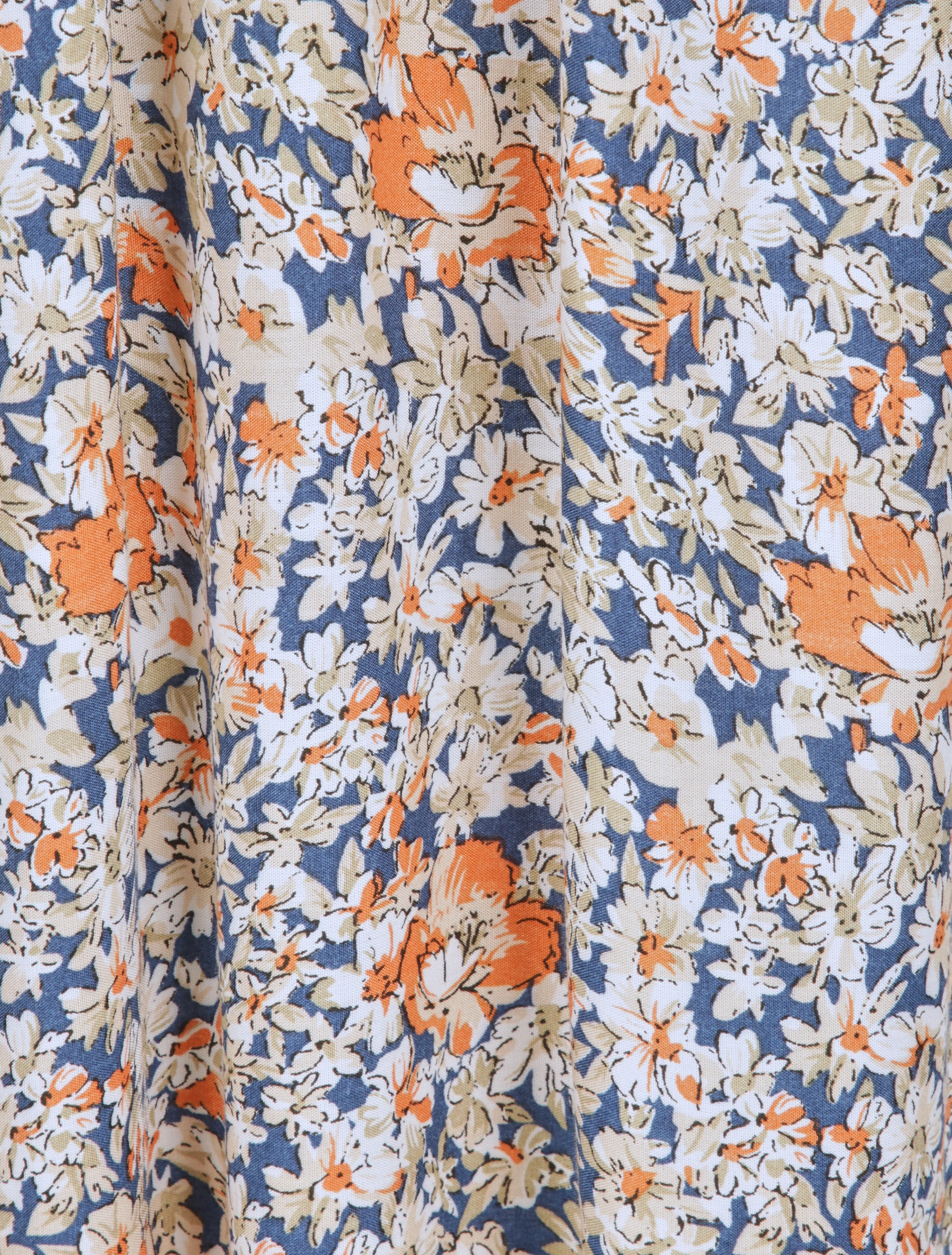 Lange bloemenprint jurk - Beige/marine - Image 4