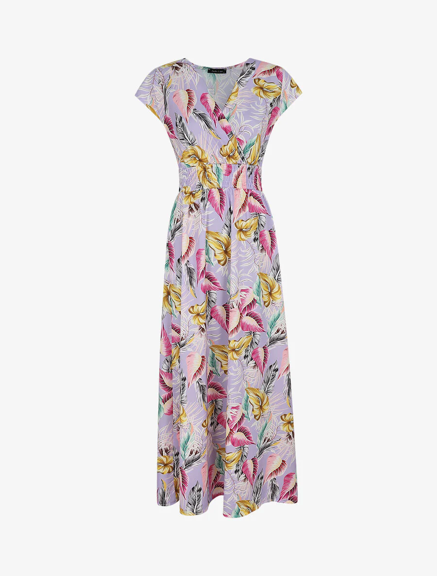 Lange bloemenprint jurk - Lila