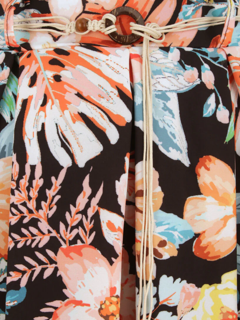 Lange bloemenprint rok - Zwart - Image 3