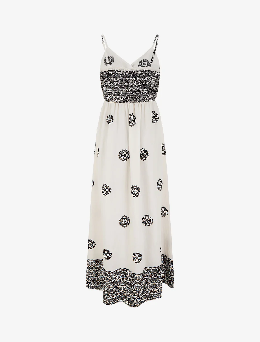Lange bohemien jurk met arabesk print. - Ecru - Image 2