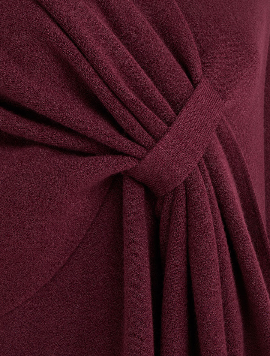 Lange effen poncho met franjes - Pruim - Image 3