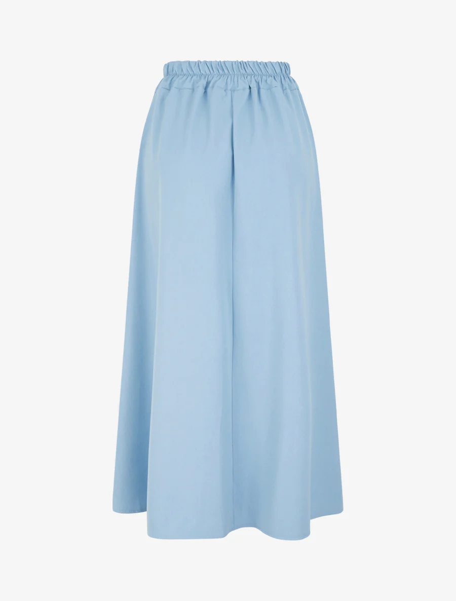 Lange effen rok met geborduurde band. - Lichtblauw - Image 2