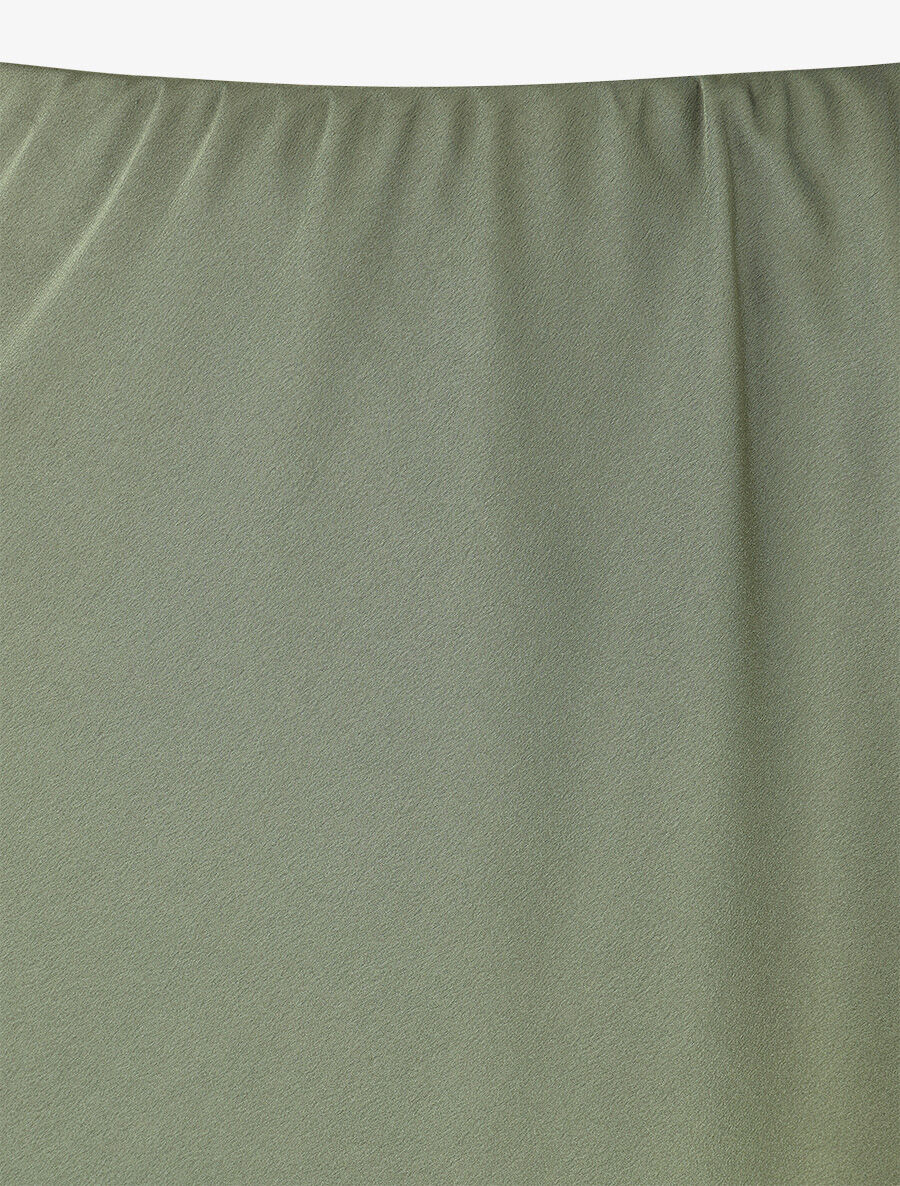 Lange effen satijnen rok - Kakigroen - Image 3