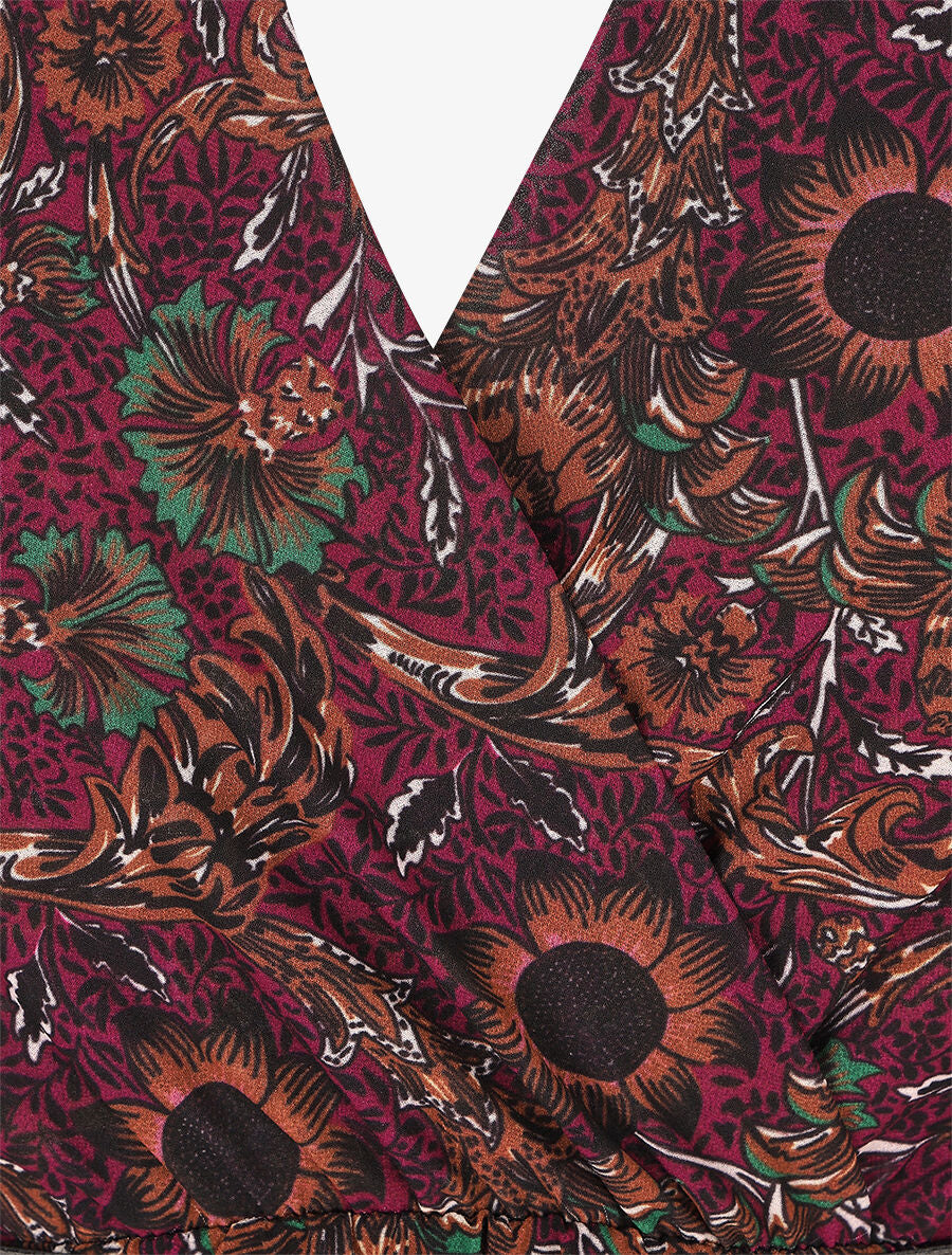 Lange empire jurk met sierlijke bloemenprint - Paars - Image 3