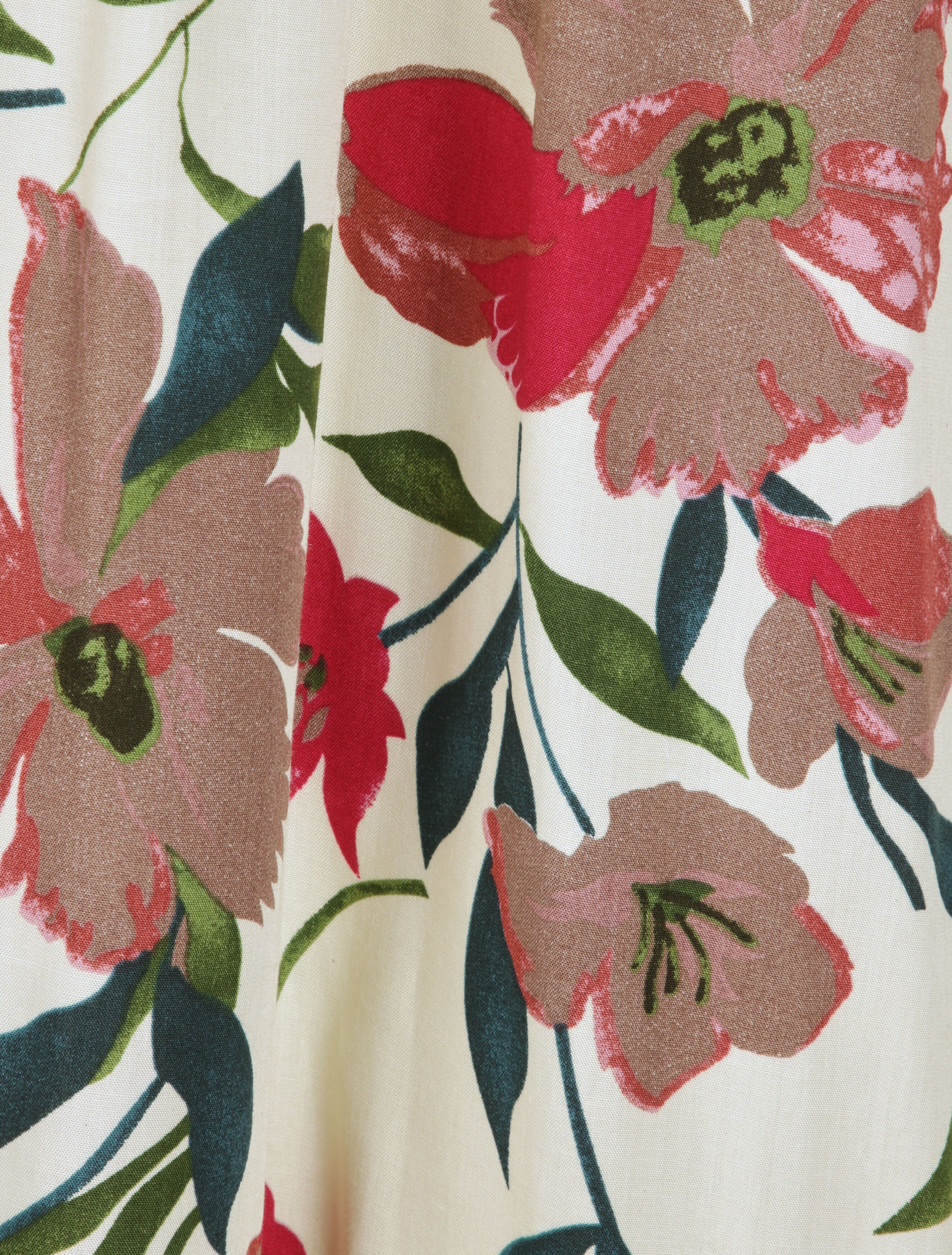 Lange geprinte reuzenmargrieten jurk - Beige/donkerroze - Image 4