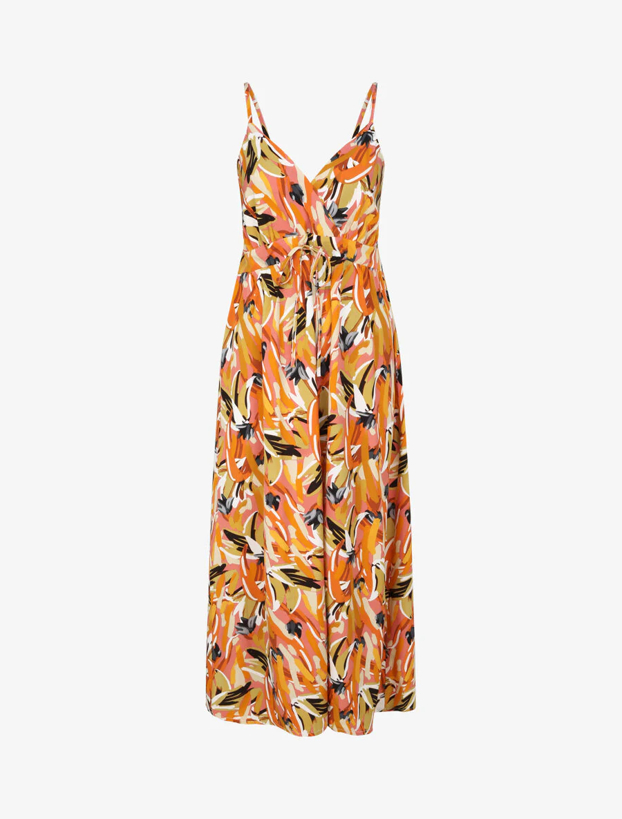 Lange getailleerde bloemenprint jurk - Roze