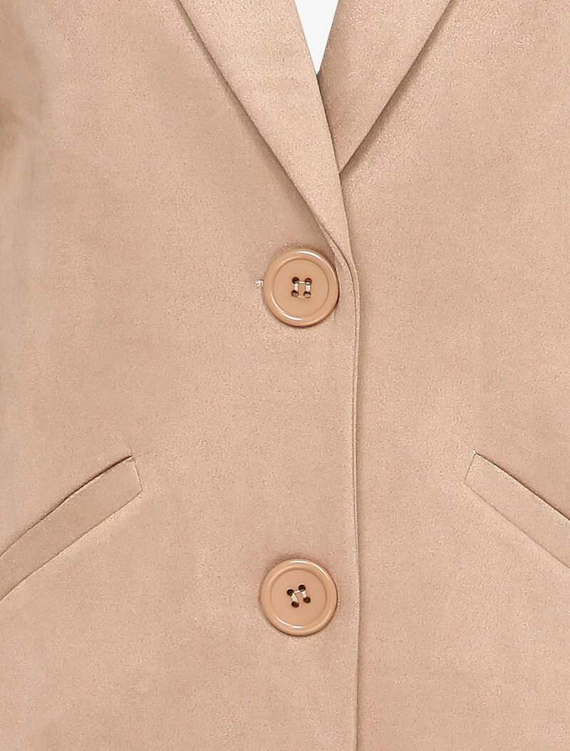 Lange jas in suèdine - Beige - Image 3
