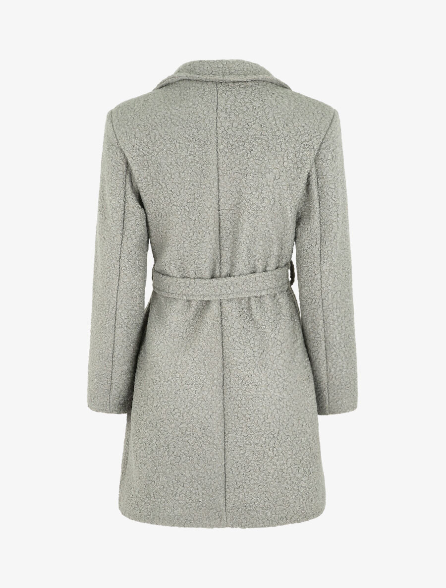 Lange jas met shearling-effect - grijs - Image 2