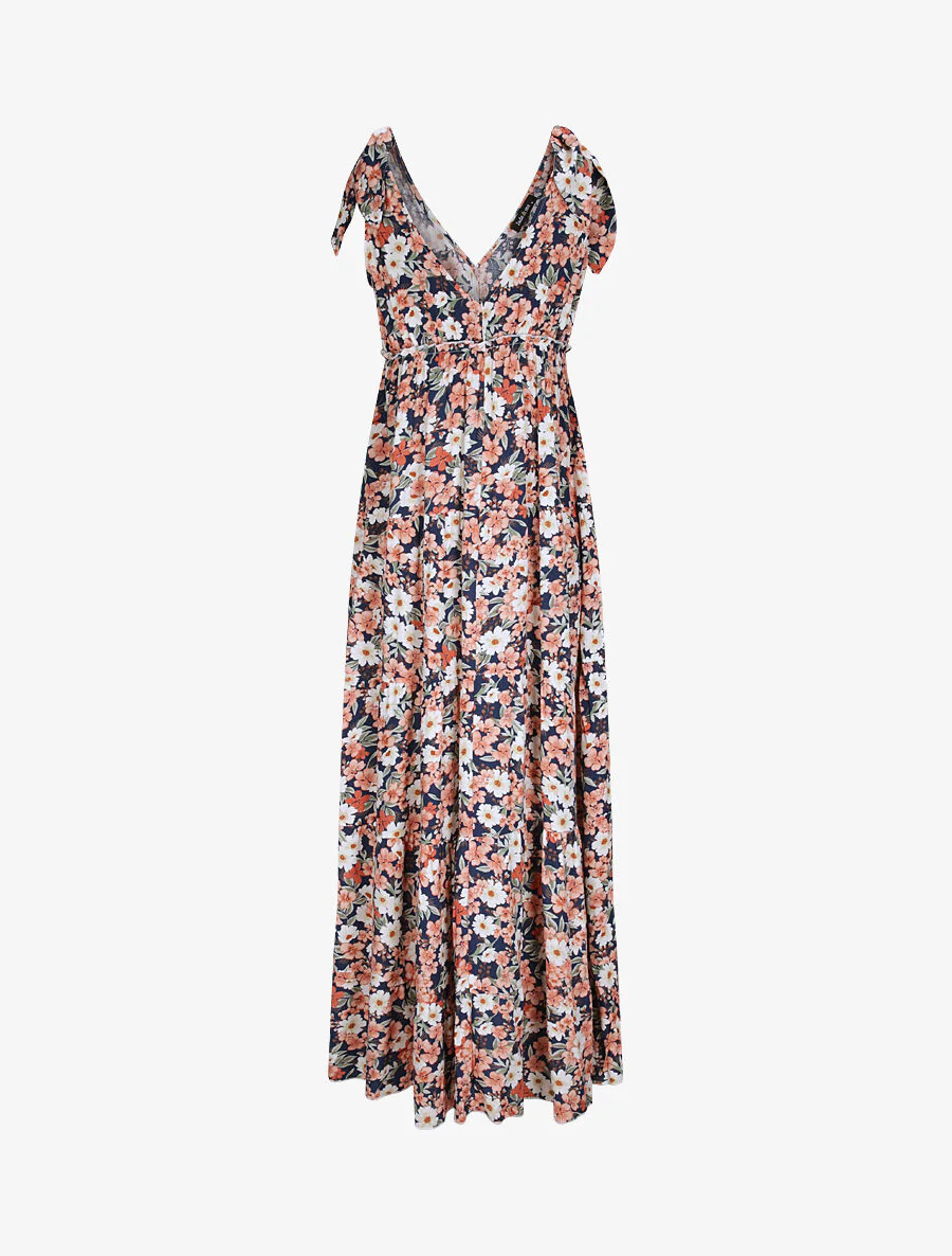Lange jurk met bloemenprint - Marineblauw - Image 2