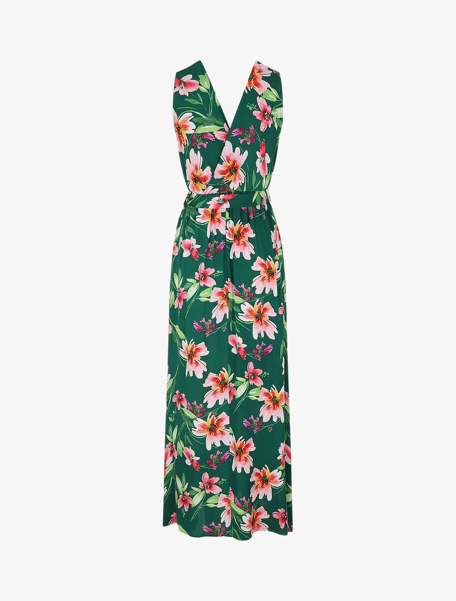 Lange jurk met bloemenprint - groen - Image 2