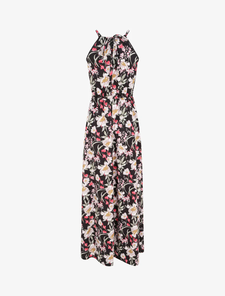 Lange jurk met bloemenprint - Zwart - Image 2