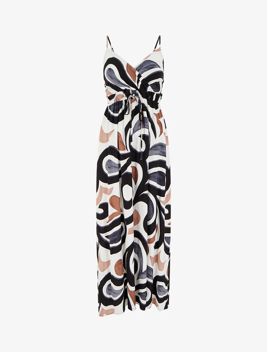 Lange jurk met fantasieprint - Zwart