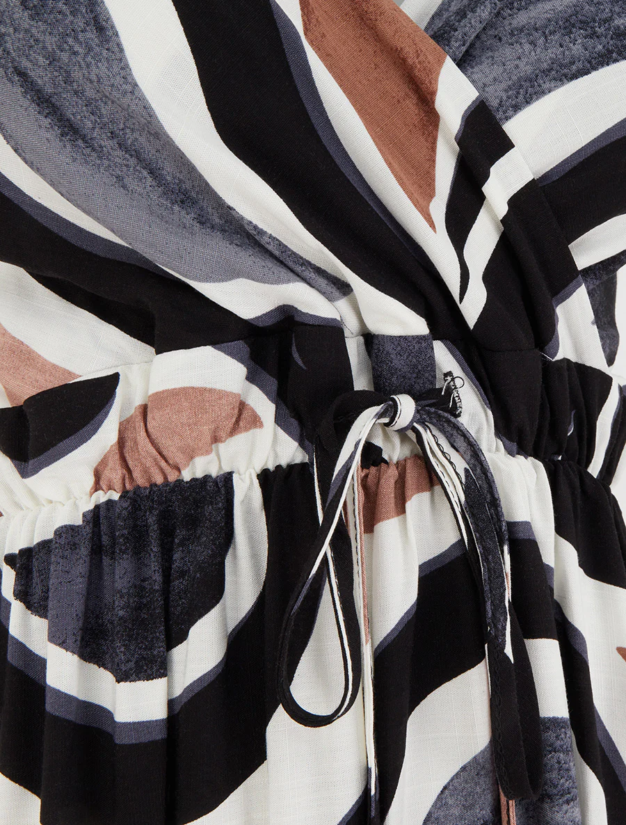 Lange jurk met fantasieprint - Zwart - Image 3
