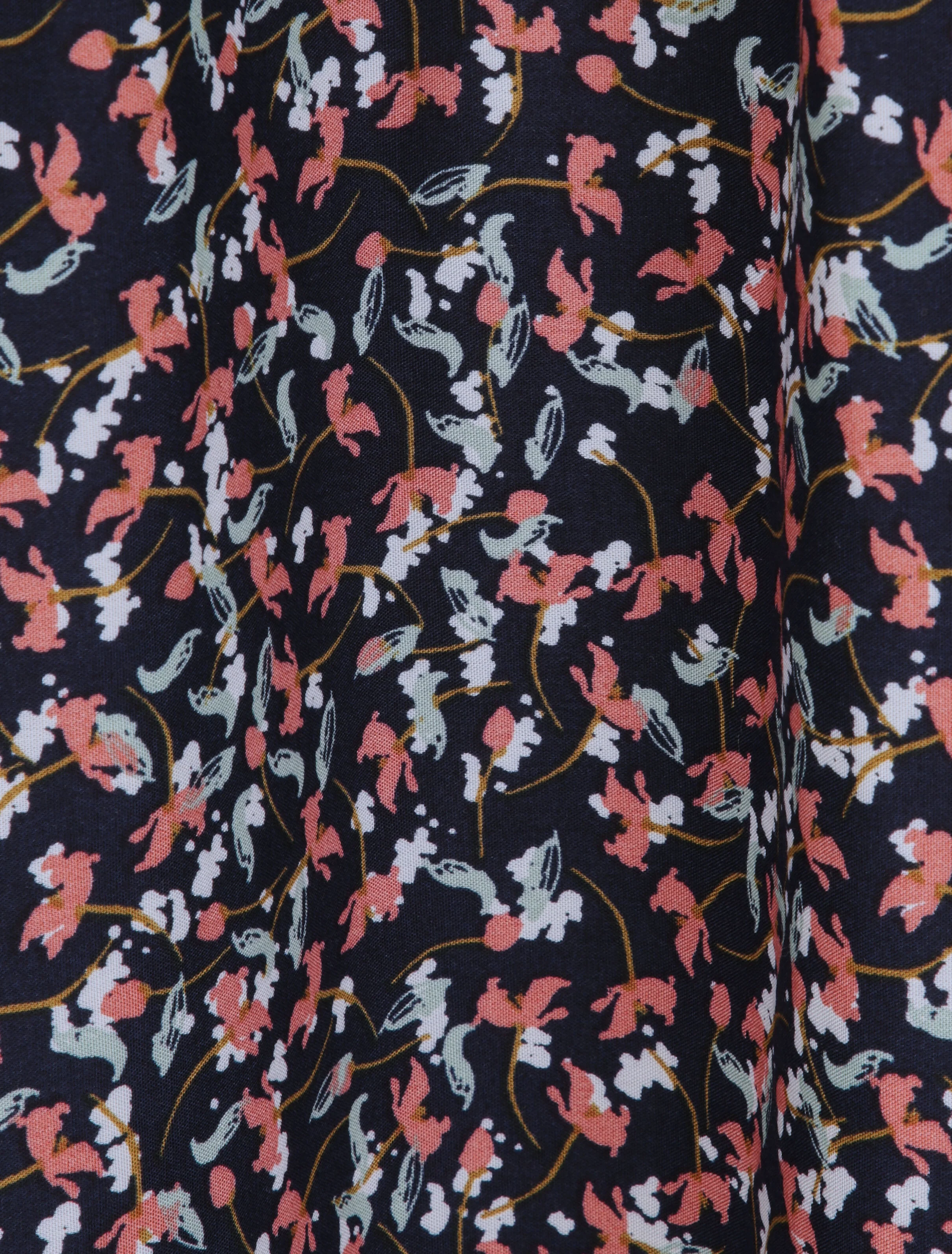 Lange jurk met grafische bloemen en fijne borduursels - Marineblauw - Image 4