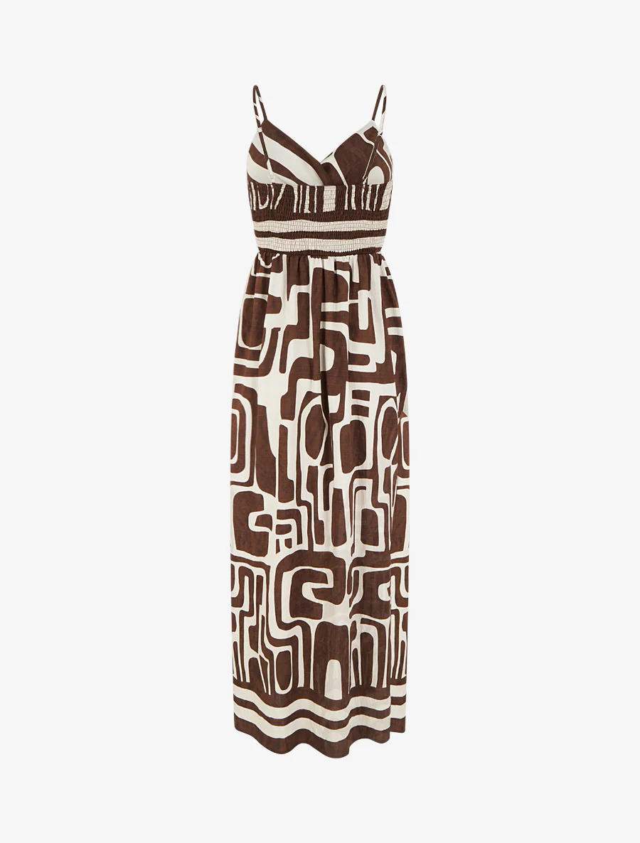 Lange jurk met grafische print - Bruin - Image 2