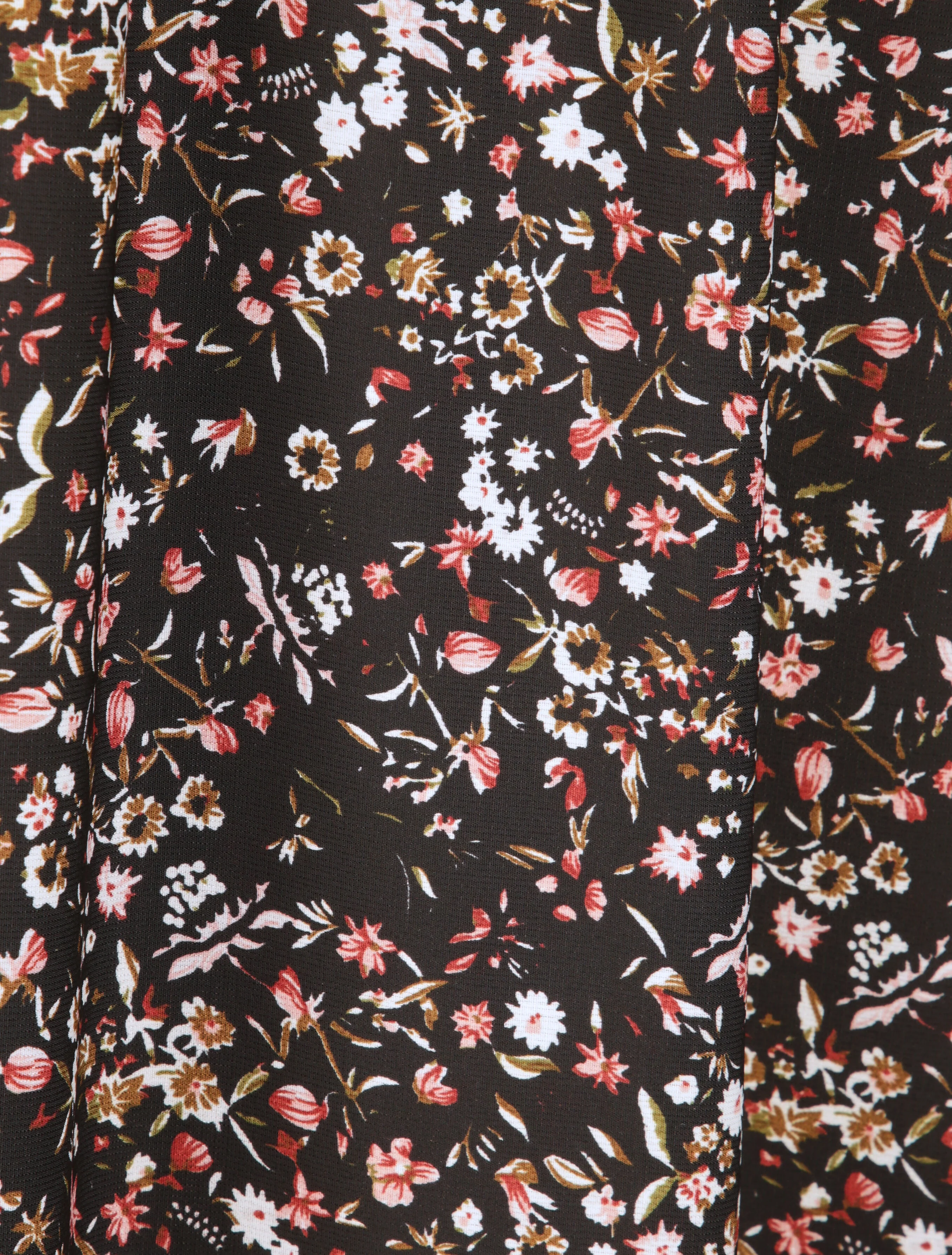Lange jurk met kleine bloemenprint en kanten V-hals - Zwart - Image 4
