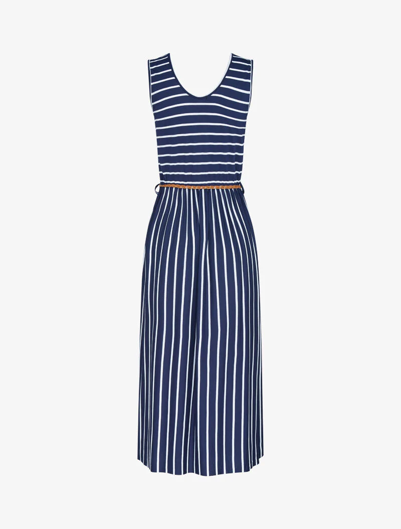 Lange jurk met marinière-stijl print - Marineblauw - Image 2