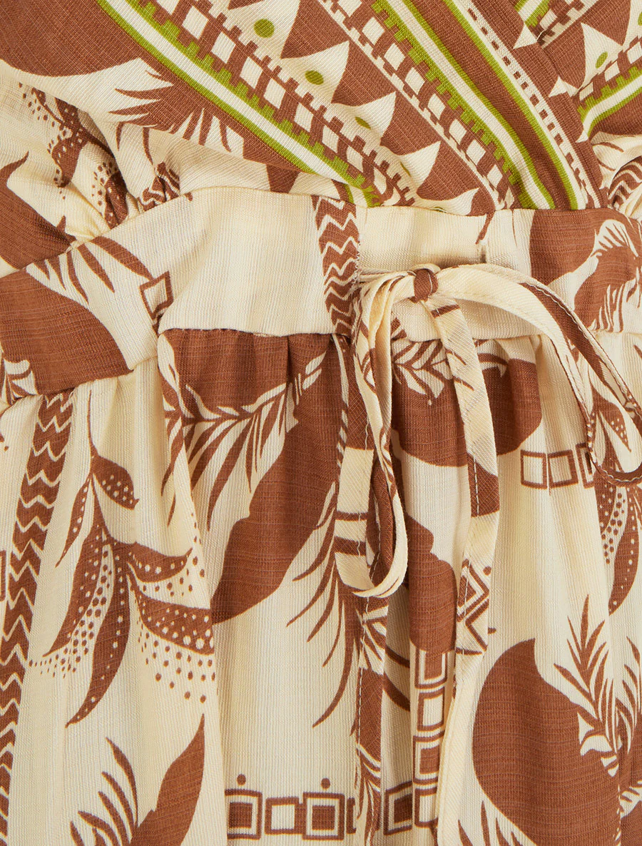Lange jurk met palmprint - Bruin - Image 3