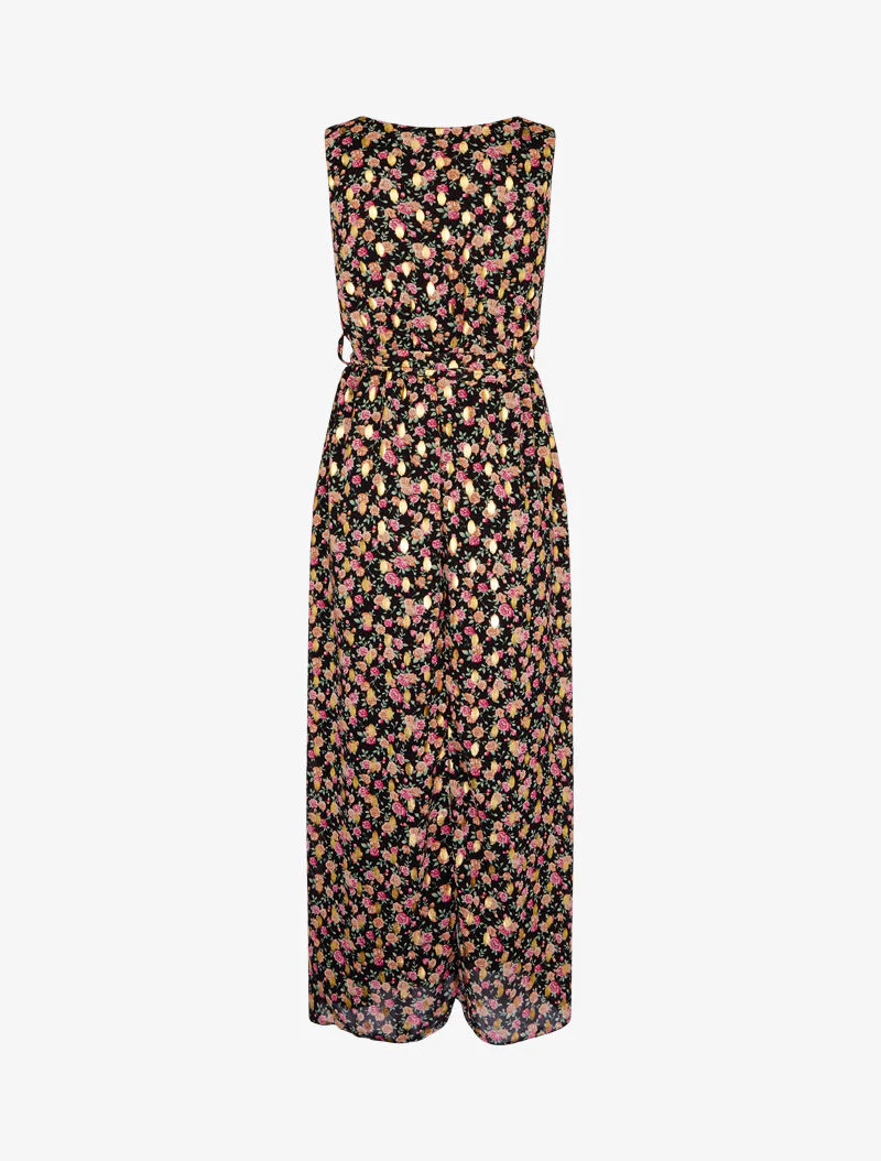 Lange jurk met prints en gouden flocking - zwart - Image 3