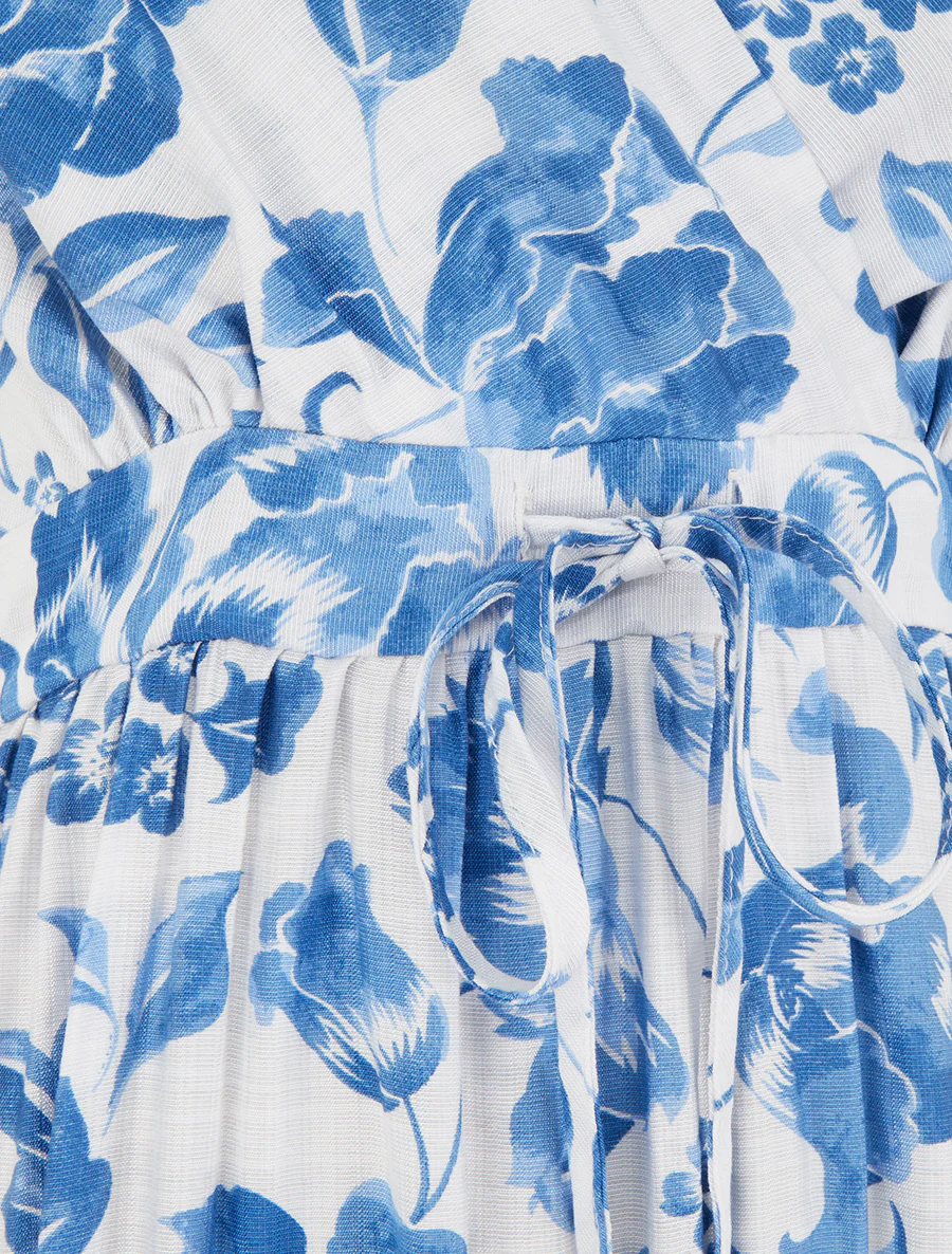 Lange jurk met rozenprint - Blauw - Image 3