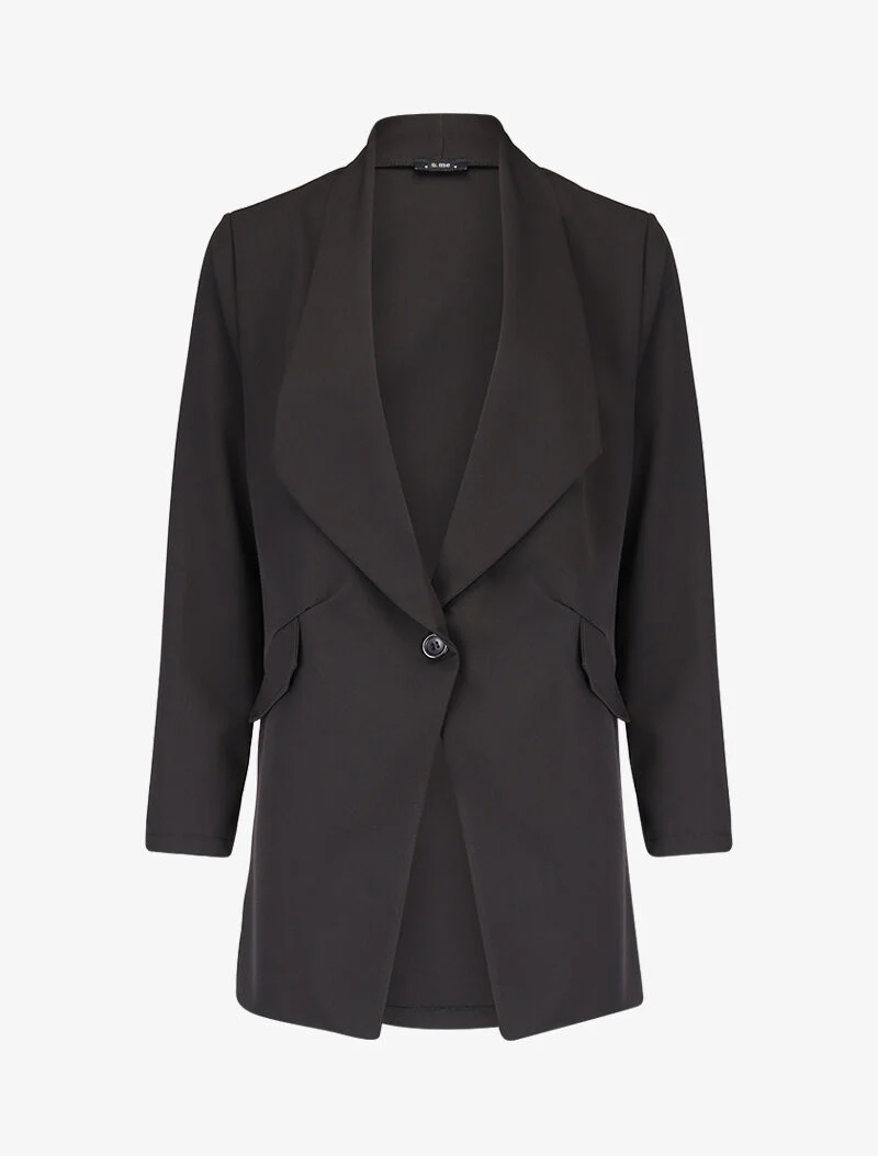 Lange knoopsluiting blazer - zwart - Image 2