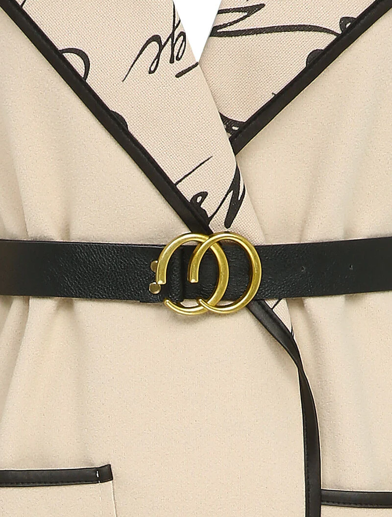 Lange jas met capuchon en voering met boodschappen - Beige - Image 3