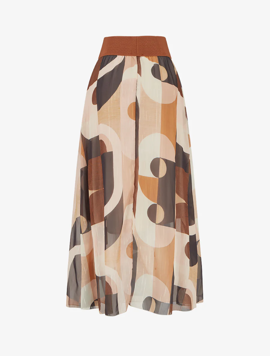 Lange rok met abstracte print - Zwart - Image 2