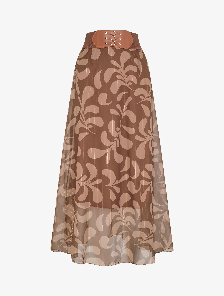 Lange rok met barokprint - Bruin