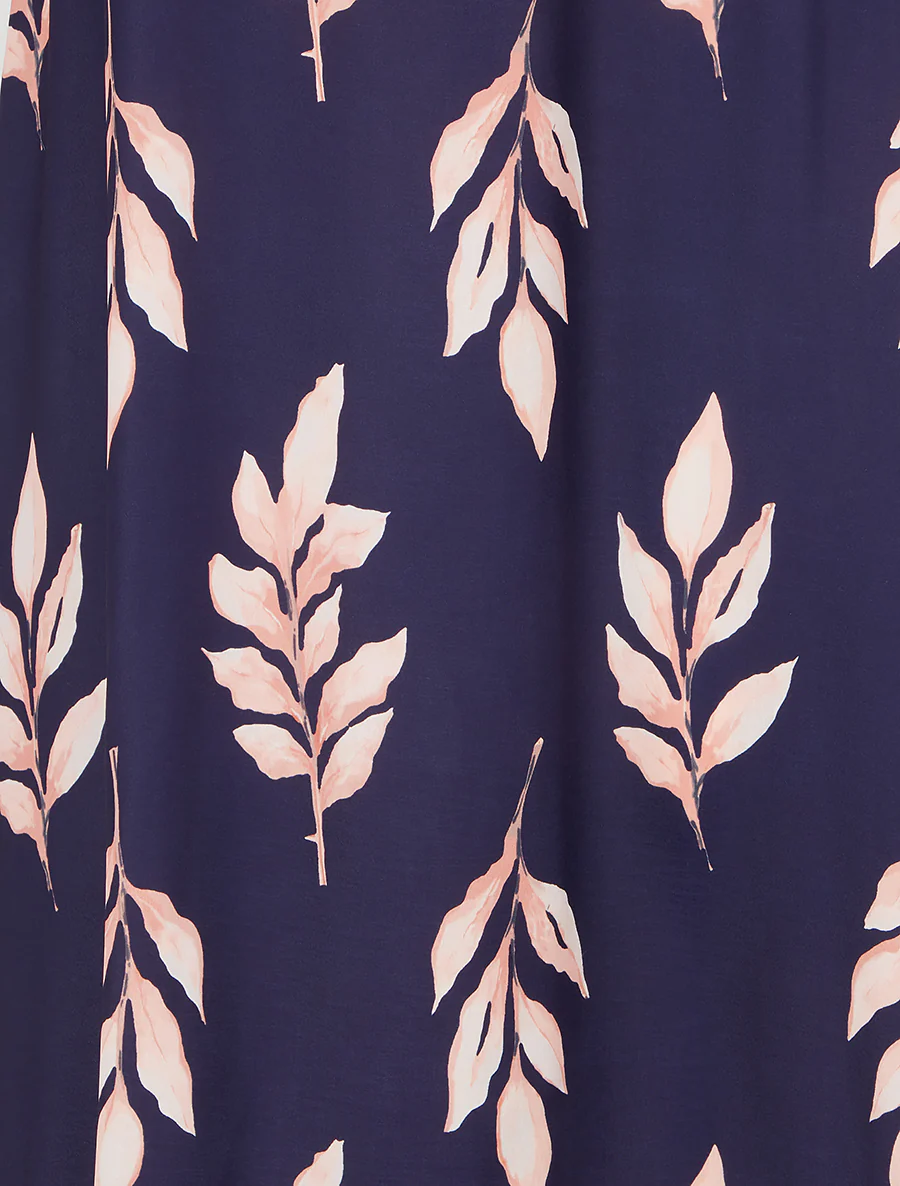 Lange rok met bladenprint - Marine - Image 3