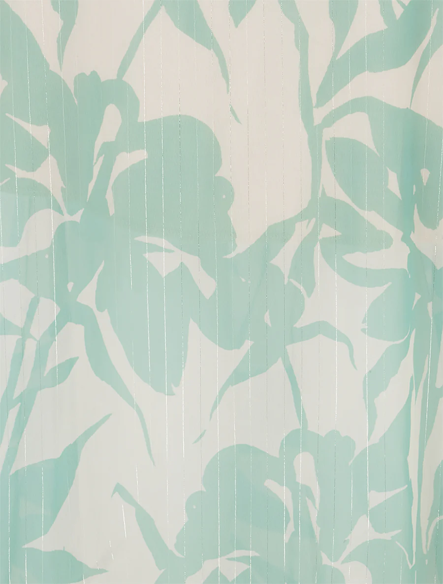 Lange rok met bloemenprint en iriserende strepen - Watergroen - Image 3