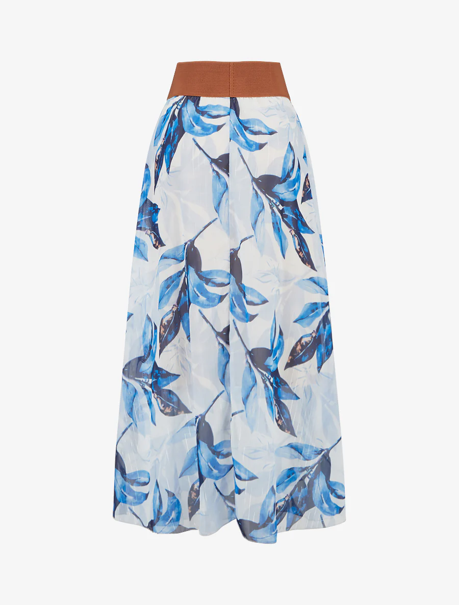 Lange rok met bloemenprint - Marine - Image 2